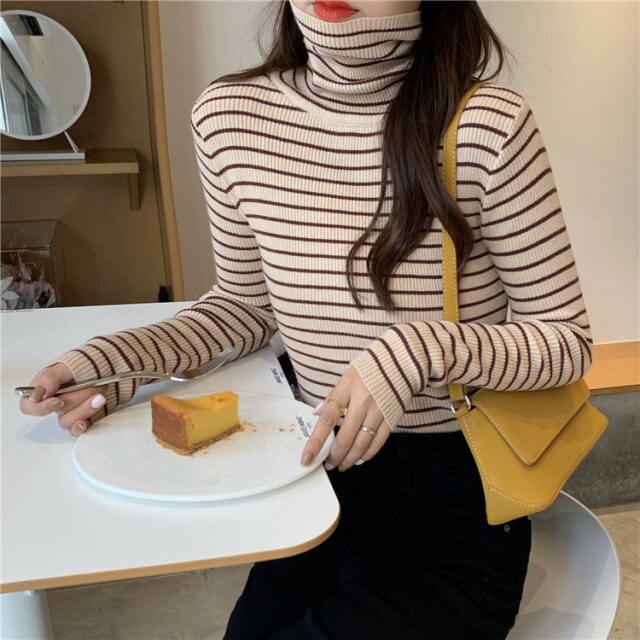 Warm Stripped Thermal Sweater