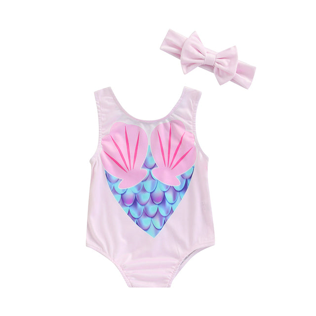 Cute Swimsuit / Headband 2pc Set