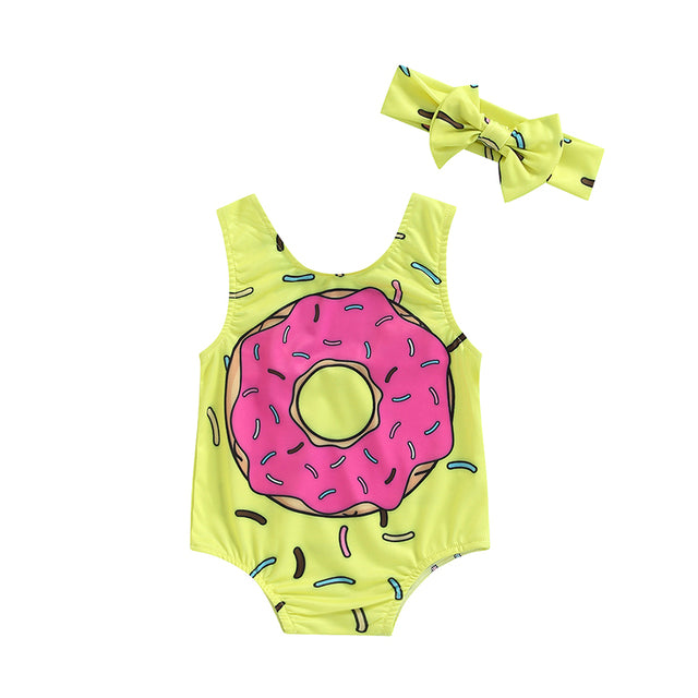 Cute Swimsuit / Headband 2pc Set